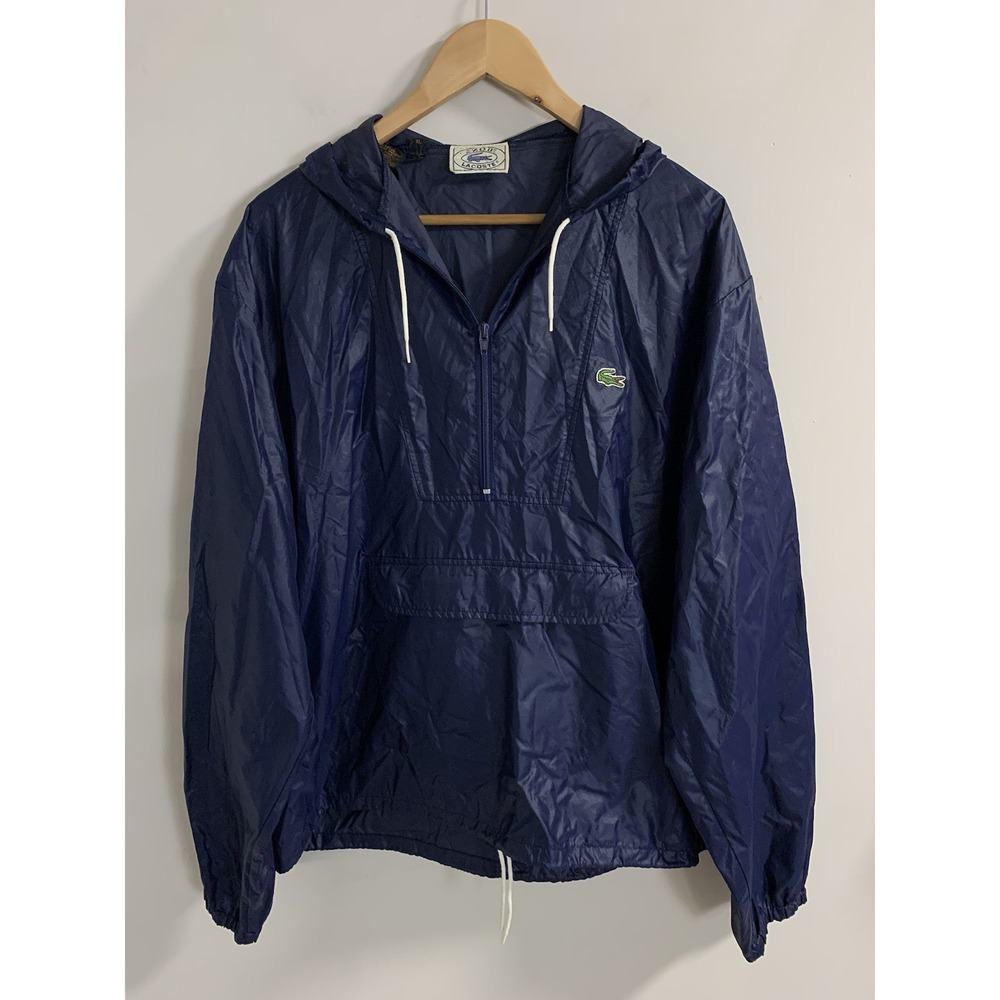 Vintage Lacoste Windbreaker Jacket Mens XL Izod Anorak Hooded Pullover 80's Rain